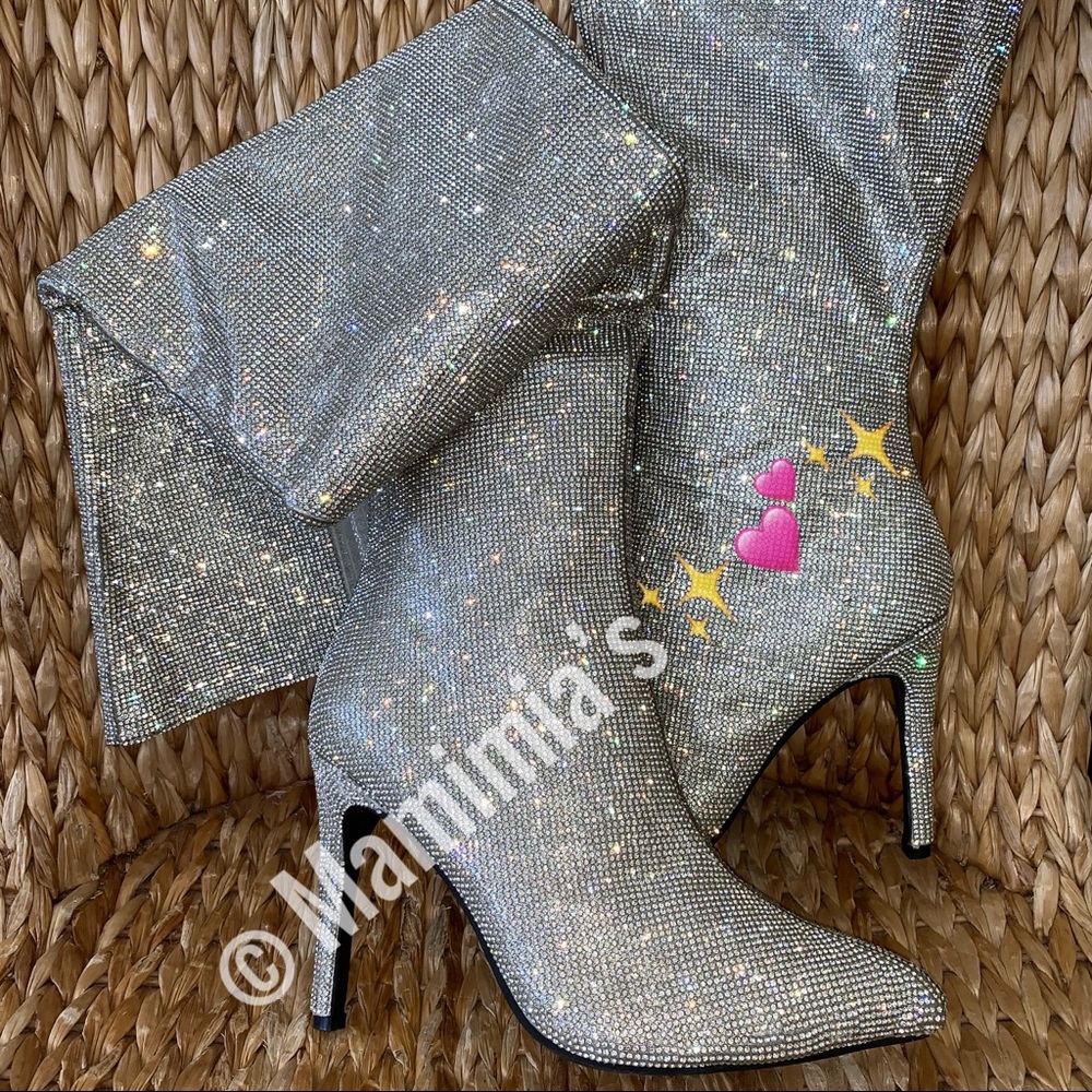 NIB Poster GRL x Dolls Kill Icy Bling Thigh Boots